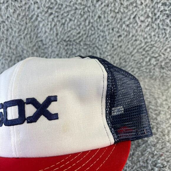 Vintage Chicago White Sox Hat White Blue Mesh Trucker Embroidered Large USA 80s - Picture 2 of 7